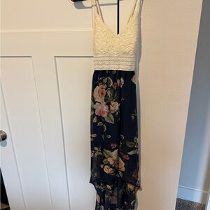 Floral Maxi Dress with Lace Top